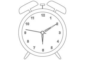 Black and white alarm clock wake-up time in flat style vector