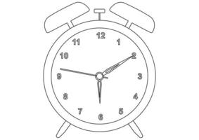 hora de despertarse del despertador en blanco y negro en estilo plano vector