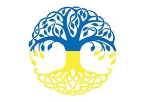 Ukraine flag tree of life. Hope vector