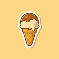 Ilustración de icono de vector de cono de helado. concepto de icono de objeto de comida vector premium aislado. estilo de dibujos animados plana