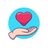 Hand With Love Heart Cartoon Vector Icon Illustration. People Love Icon Concept Isolated Premium Vector. Flat Cartoon Style
