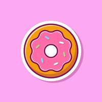 Doughnut Vector Icon Illustration. Food Object Icon Concept Isolated Premium Vector. Flat Cartoon Style