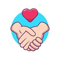 Holding Hand With Love Heart Cartoon Vector Icon Illustration.  People Love Icon Concept Isolated Premium Vector. Flat Cartoon  Style
