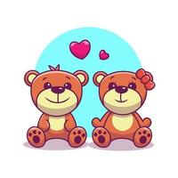 Couple Bear Cartoon Vector Icon Illustration. Animal Nature Icon  Concept Isolated Premium Vector. Flat Cartoon Style
