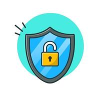 Security Shield With Padlock Cartoon Vector Icon Illustration. Business  Object Icon Concept Isolated Premium Vector. Flat Cartoon Style