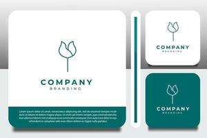 logo design template, with small flower icon outline vector