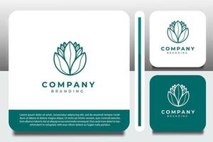 logo design template, with flower buds and leaves icon vector