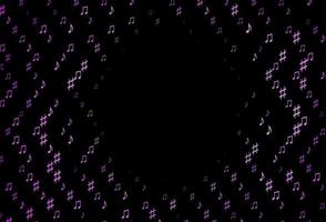 Dark Purple vector pattern with music elements.