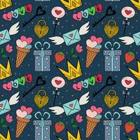 Vector pattern of cute illustrations for Valentine's Day, wedding, for websites and interfaces, mobile applications, postcards, wrapping paper, advertising.Vector pattern