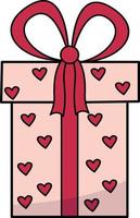 Vector image of a gift with hearts for Valentine's Day and New Year. A declaration of love.A holiday card.  Design for the Internet, banners, web pages and mobile applications, books, magazines, icons