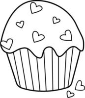 Vector image of a delicious cake with hearts. valentine's day. Simple contour vector, a set of technologies for user interface and UX, website or mobile application isolated on a white background