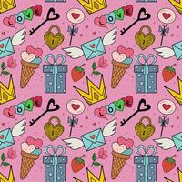 Vector pattern of cute illustrations for Valentine's Day, wedding, for websites and interfaces, mobile applications, postcards, wrapping paper, advertising.Vector pattern