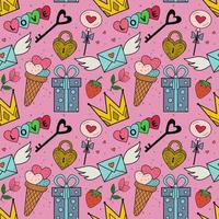 Vector pattern of cute illustrations for Valentine's Day, wedding, for websites and interfaces, mobile applications, postcards, wrapping paper, advertising.Vector pattern