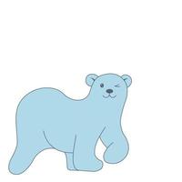 Hand-drawn blue bear, vector image, flat vector, isolate on white background