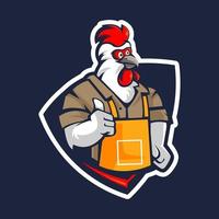 vector de diseño de logotipo de mascota de dibujos animados de pollo con un estilo de concepto de ilustración moderno para la impresión de insignias, emblemas y camisetas