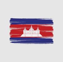 trazos de pincel de la bandera de camboya. bandera nacional vector