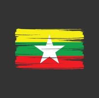 trazos de pincel de la bandera de myanmar. bandera nacional vector