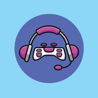 ilustración de icono de vector de dibujos animados de auriculares y controlador de juegos. concepto de icono de audio del juego vector premium aislado. estilo de dibujos animados plana