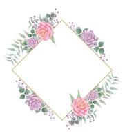 diseño de esquina floral acuarela, fondo blanco vector