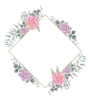 Watercolor floral corner design, white background