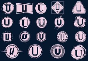 paquete creativo de plantillas de diseño de iconos y logotipos de letras u vector