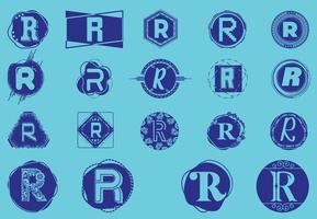 Creative R letter logo and icon design template bundle vector