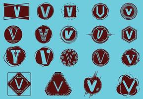 Creative V letter logo and icon design template bundle vector