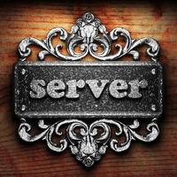 server word of iron on wooden background photo