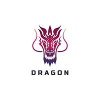 Dragon logo illustration, simple gradient style. Premium Vector