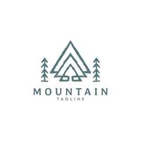 Mountain logo illustration with arrow outline style vector