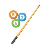 Billiard Cue and Balls Flat Illustration. Clean Icon Design Element on Isolated White Background vector