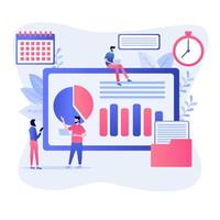 Task Manager flat design. Effective time management, save time, teamwork, planning training activities, organization, working time. Flat vector illustration.