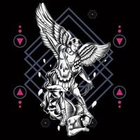 Archangel of heaven with sacred geometry background vector