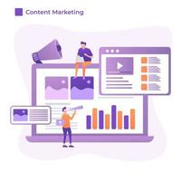 Illustration vector graphic of Content Marketing in flat design style
