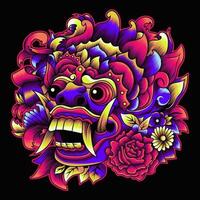 Barong Balinese Mask Vector Illustration