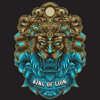 King of Lion with neon color and ornament pattern vector