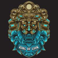 King of Lion with neon color and ornament pattern vector