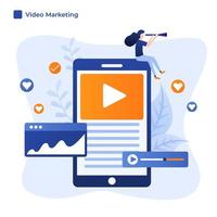Modern flat design concept Illustration of Video Marketing . Vector illustration