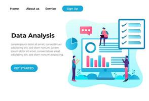 Ilustración de concepto de diseño plano moderno de página de inicio de análisis de datos. ilustración vectorial vector