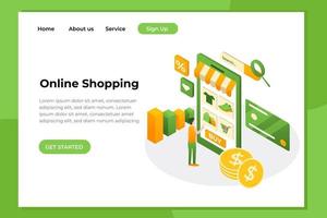 Unique Modern flat design concept of Online Shopping for website and mobile website. Landing page template. Easy to edit and customize. Vector illustration