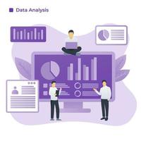 Illustration vector graphic of Data Analysis in flat design style