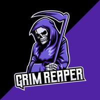plantilla de logotipo de esport y mascota de Grim Reaper. fácil de editar y personalizar vector