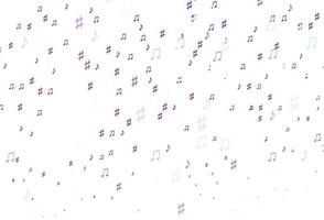 textura de vector de color púrpura claro con notas musicales.