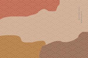 abstract wavy style background with japanese pattern vector