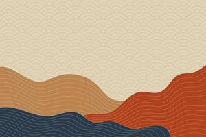 abstract wave style background with geometric japanese pattern and wavy striped lines vector