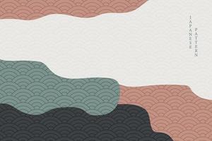 abstract wavy style background with japanese pattern vector