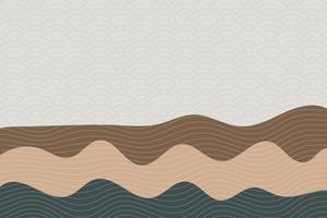 abstract wave style background with geometric japanese pattern and wavy striped lines vector