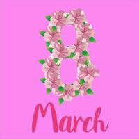 8 march women's day pink flower background vector