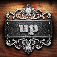 up word of iron on wooden background photo