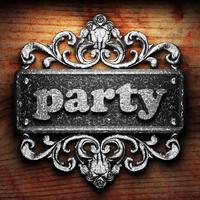 party word of iron on wooden background photo